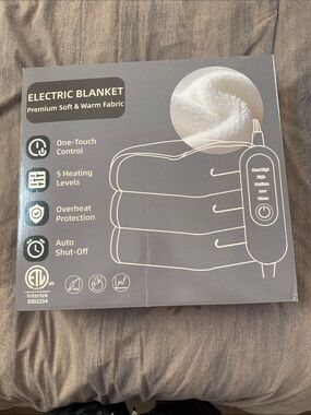 Intertek Electric Blanket - Premium Soft & Warm Fabric (Gray) nwt